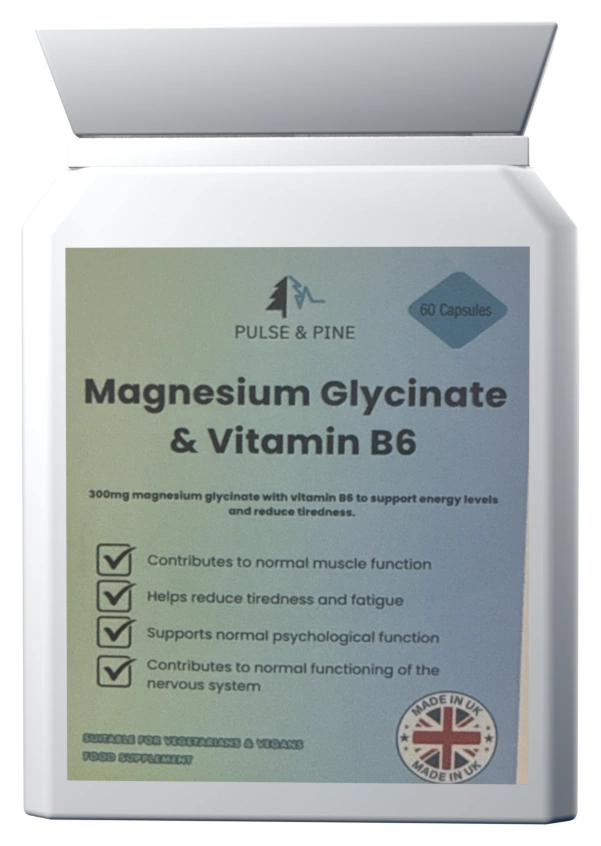 Pulse & Pine Magnesium Glycinate & Vitamin B6 tub, 60 capsules